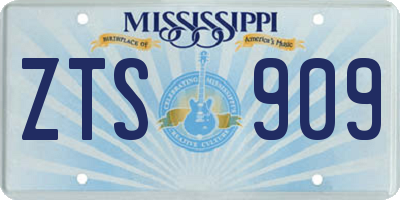 MS license plate ZTS909