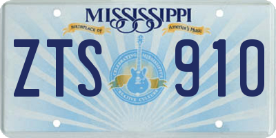 MS license plate ZTS910