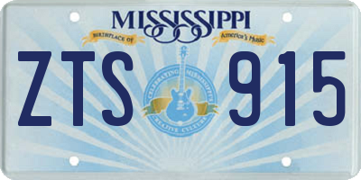 MS license plate ZTS915