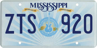 MS license plate ZTS920