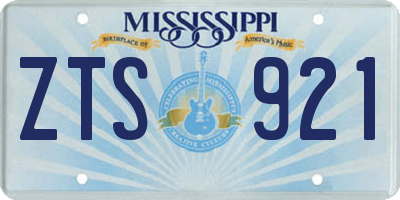 MS license plate ZTS921