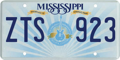 MS license plate ZTS923