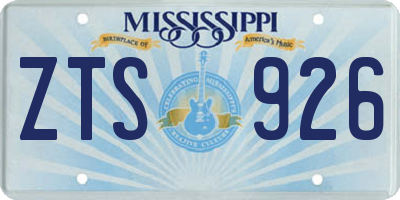 MS license plate ZTS926