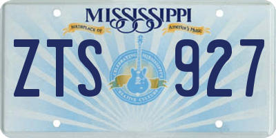 MS license plate ZTS927