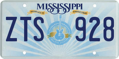 MS license plate ZTS928