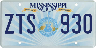 MS license plate ZTS930