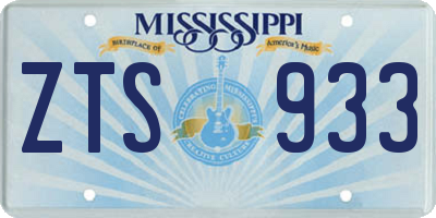 MS license plate ZTS933