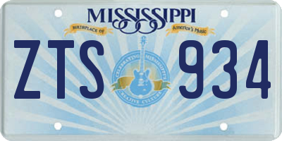 MS license plate ZTS934
