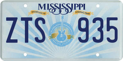MS license plate ZTS935