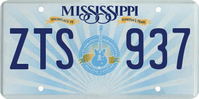 MS license plate ZTS937