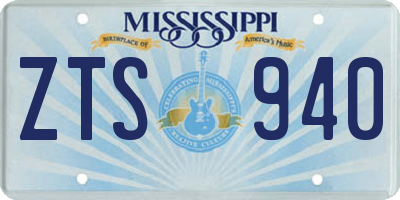 MS license plate ZTS940