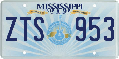 MS license plate ZTS953