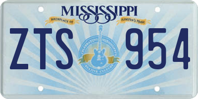 MS license plate ZTS954