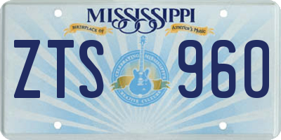 MS license plate ZTS960