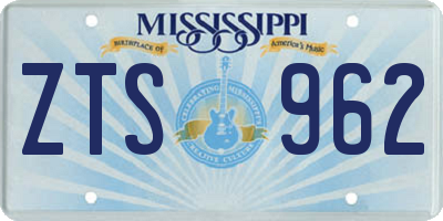 MS license plate ZTS962