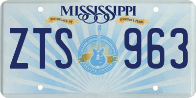 MS license plate ZTS963