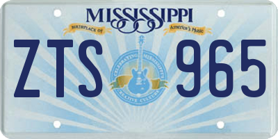 MS license plate ZTS965