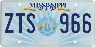 MS license plate ZTS966