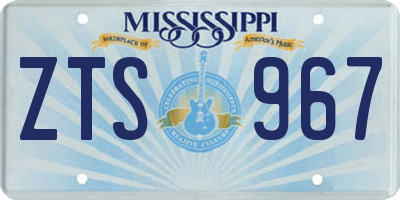 MS license plate ZTS967