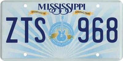 MS license plate ZTS968