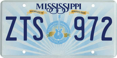MS license plate ZTS972