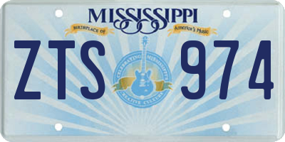 MS license plate ZTS974