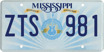 MS license plate ZTS981