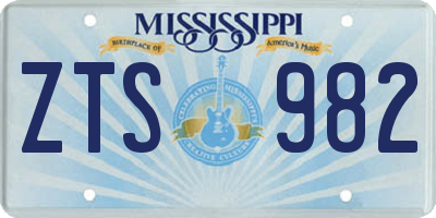 MS license plate ZTS982