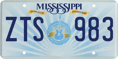 MS license plate ZTS983