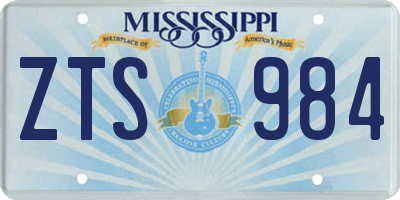 MS license plate ZTS984