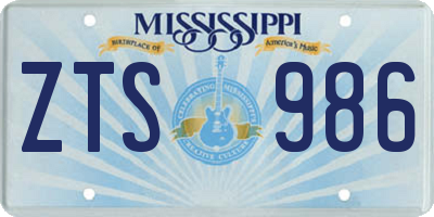 MS license plate ZTS986