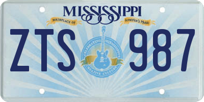 MS license plate ZTS987