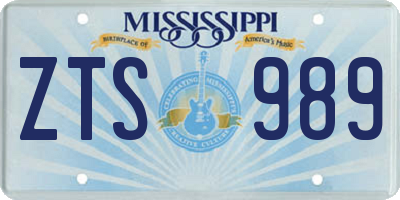 MS license plate ZTS989