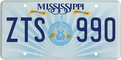 MS license plate ZTS990