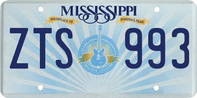 MS license plate ZTS993