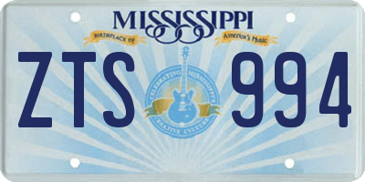 MS license plate ZTS994