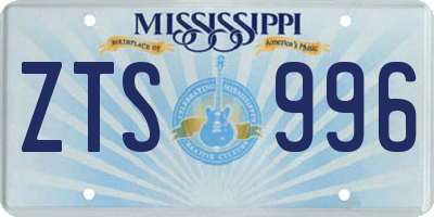 MS license plate ZTS996