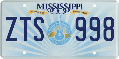 MS license plate ZTS998