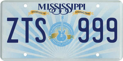 MS license plate ZTS999