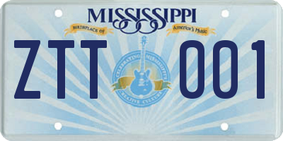 MS license plate ZTT001