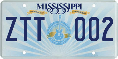 MS license plate ZTT002
