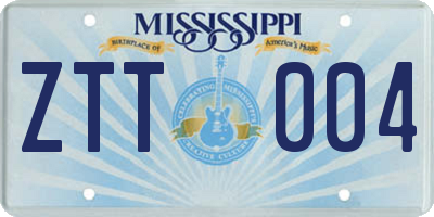 MS license plate ZTT004