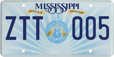 MS license plate ZTT005