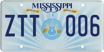 MS license plate ZTT006