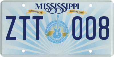 MS license plate ZTT008