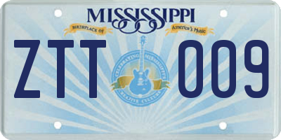 MS license plate ZTT009