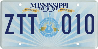 MS license plate ZTT010
