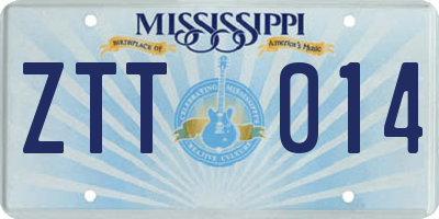 MS license plate ZTT014