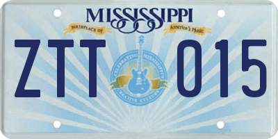 MS license plate ZTT015