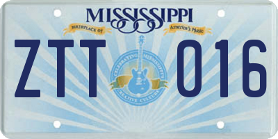 MS license plate ZTT016